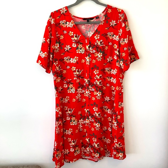 Vero Moda red floral print dress size XL - Picture 4 of 10